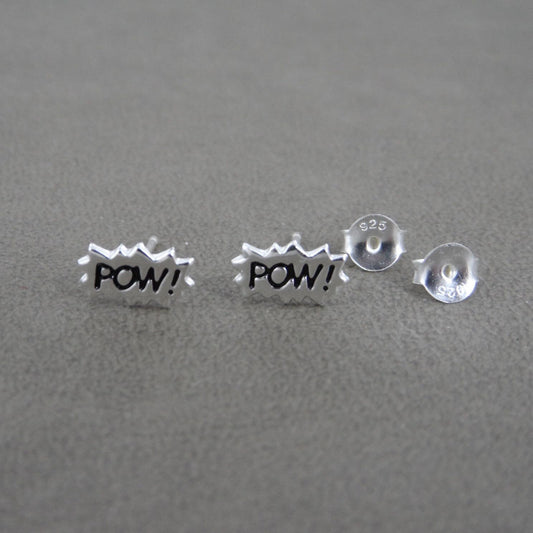 POW! Comic Book Earrings in Sterling Silver