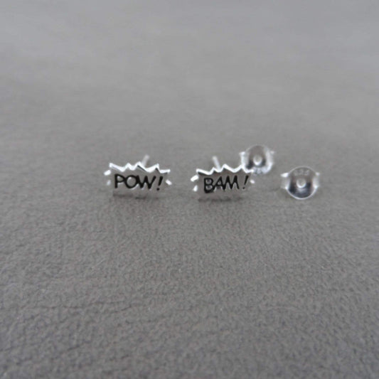 POW! BAM! Comic Book Earrings in Sterling Silver