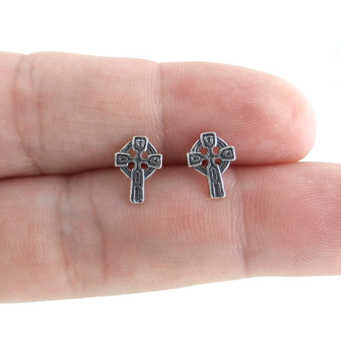 Celtic Cross Earrings in Sterling Silver