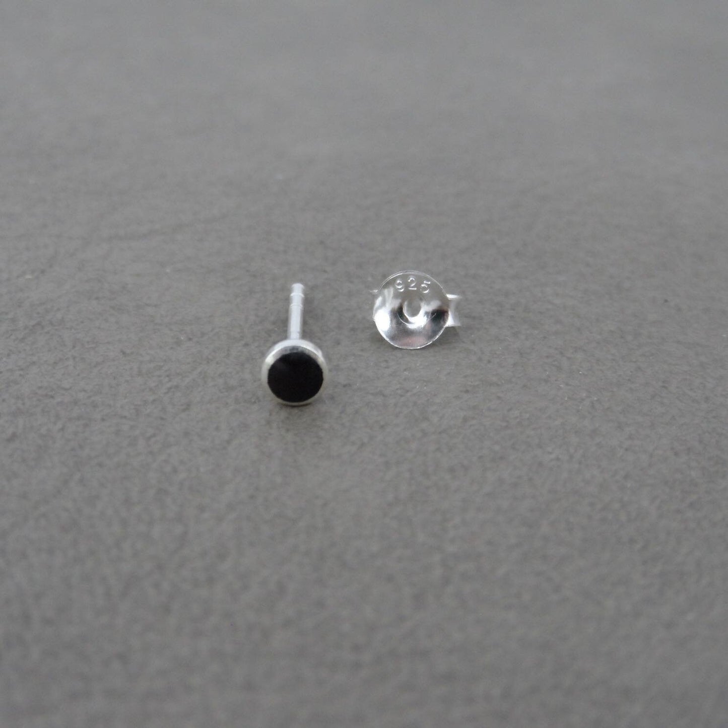 SINGLE Tiny Black Onyx Earrings in Sterling Silver, Black Tiny Earring, Tiny Stud, Single Earring, Sterling Silver Earring, Onyx Earrings