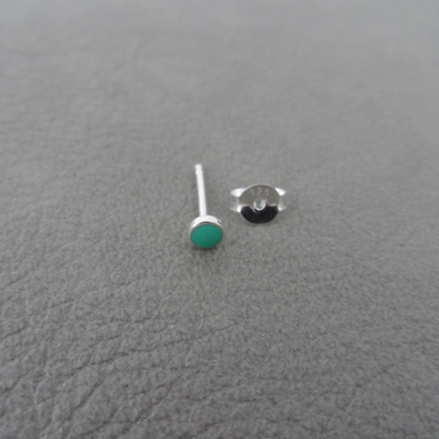 SINGLE Tiny Turquoise Green Earrings in Sterling Silver