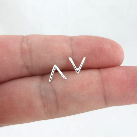 Tiny V Stud Earrings in Sterling Silver, TinyV Earrings, Chevron Studs, V Studs, Tiny Earrings, Triangle Studs, Chevron Earrings