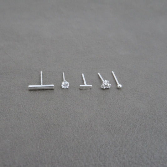 SINGLE 5 Studs in Sterling Silver