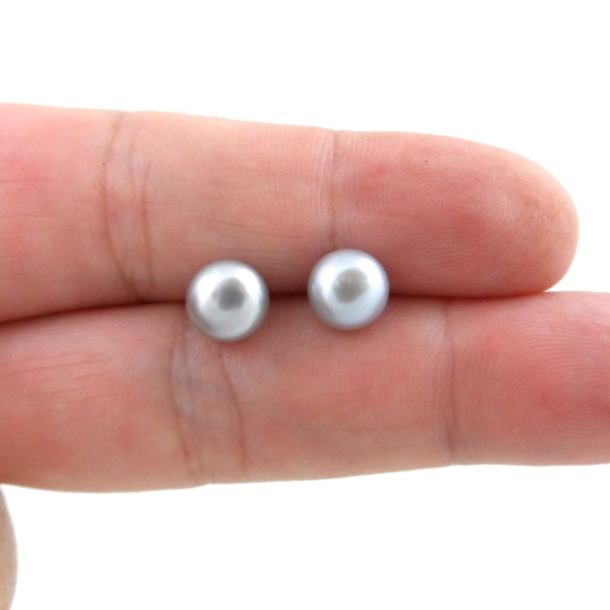 Freshwater Pearl Earrings-Gray