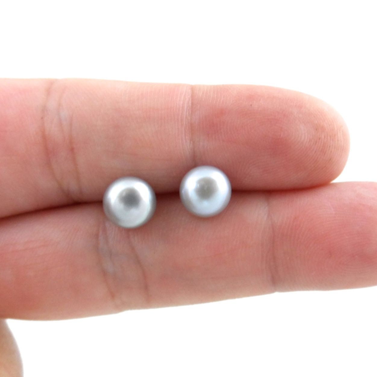 Freshwater Pearl Earrings-Gray