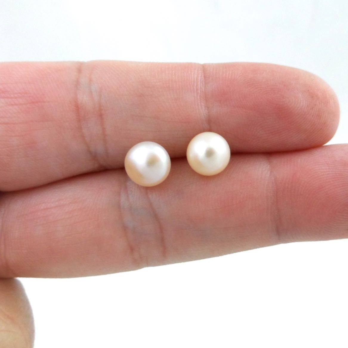 Pink Freshwater Pearl Earrings in Sterling Silver