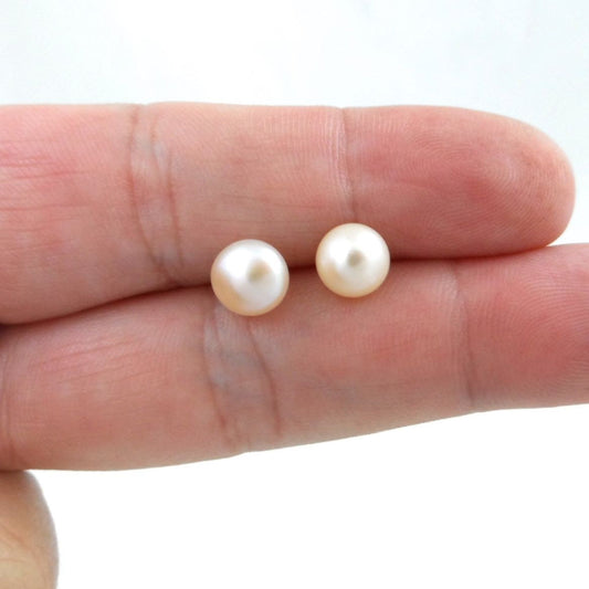 Pink Freshwater Pearl Earrings in Sterling Silver