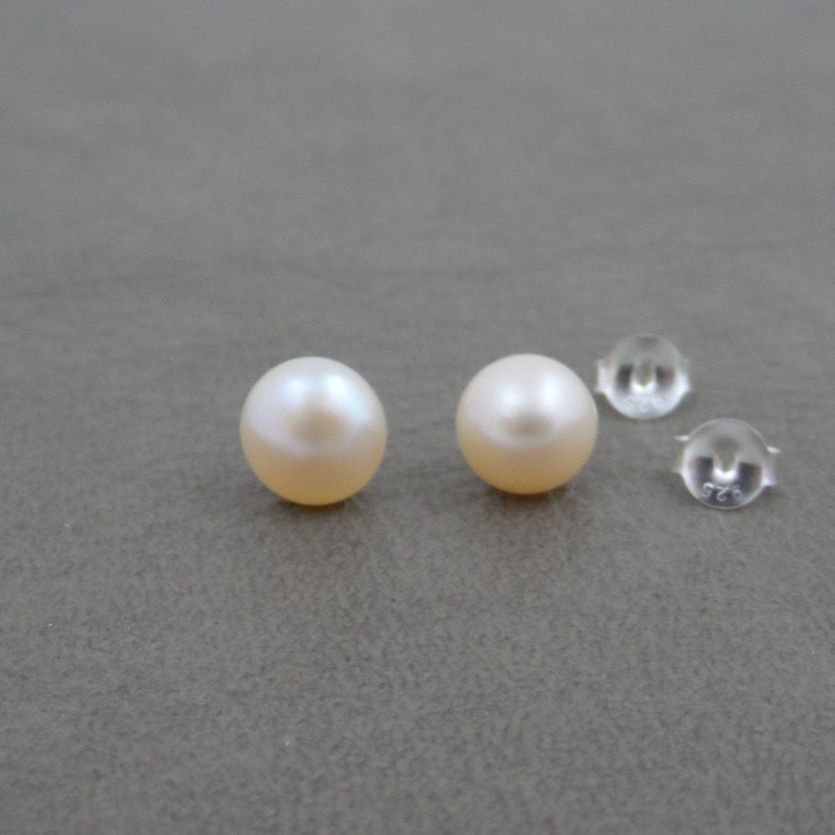 Pink Freshwater Pearl Earrings in Sterling Silver