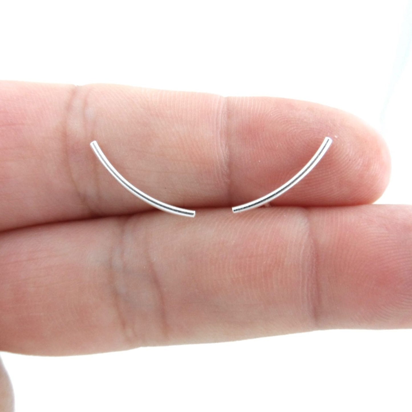 Curved Bar Stud in Sterling Silver