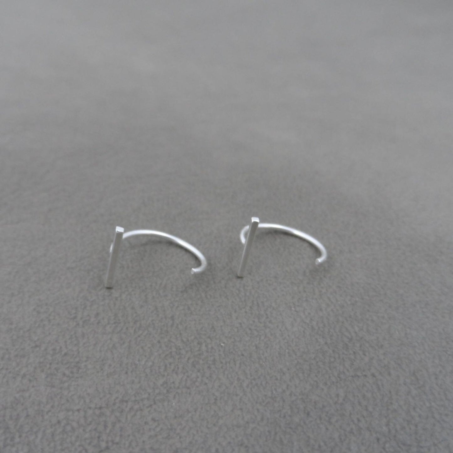 Bar Huggie Hoops in Sterling Silver