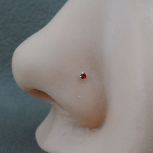 Ruby Nose Stud in Sterling Silver