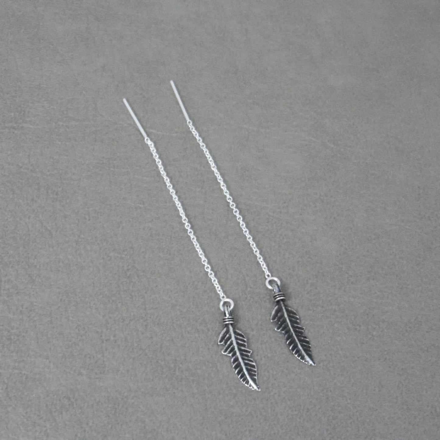 Feather Threader Earrings in Sterling Silver