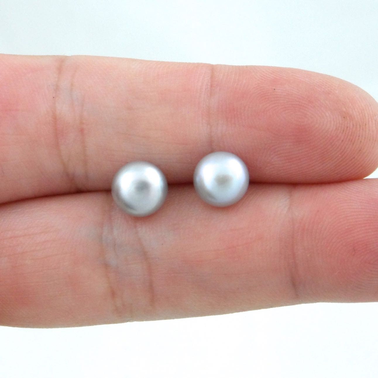 Freshwater Pearl Earrings-Gray