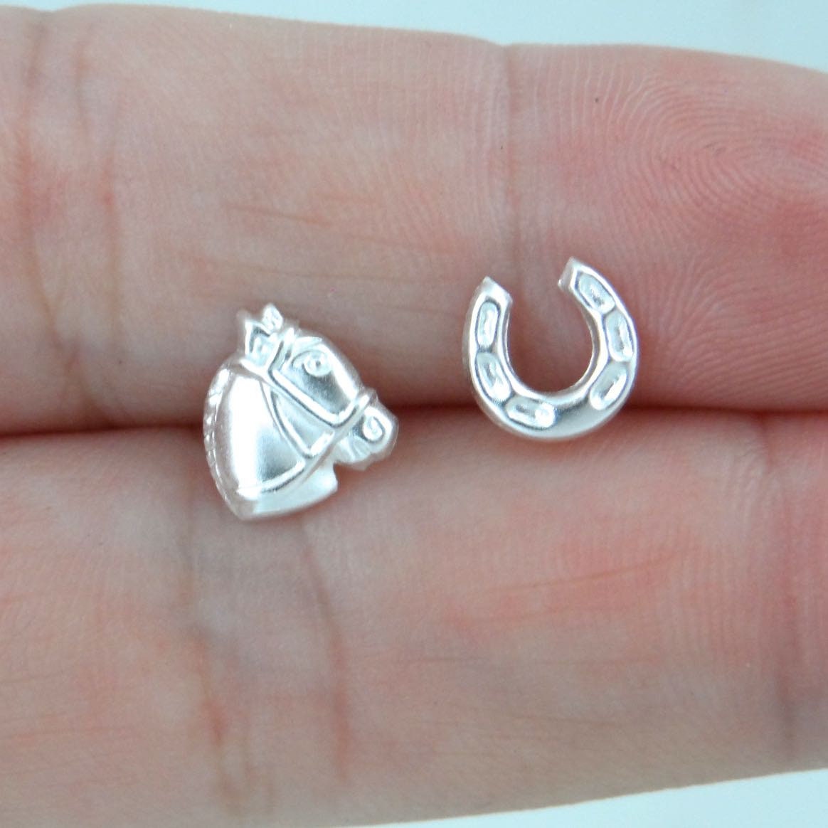 Horse & Horseshoe Earrings in Sterling Silver