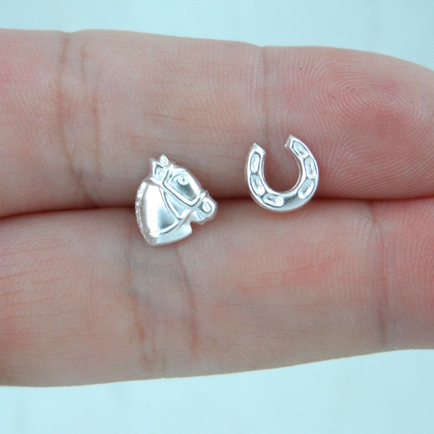 Horse & Horseshoe Earrings in Sterling Silver