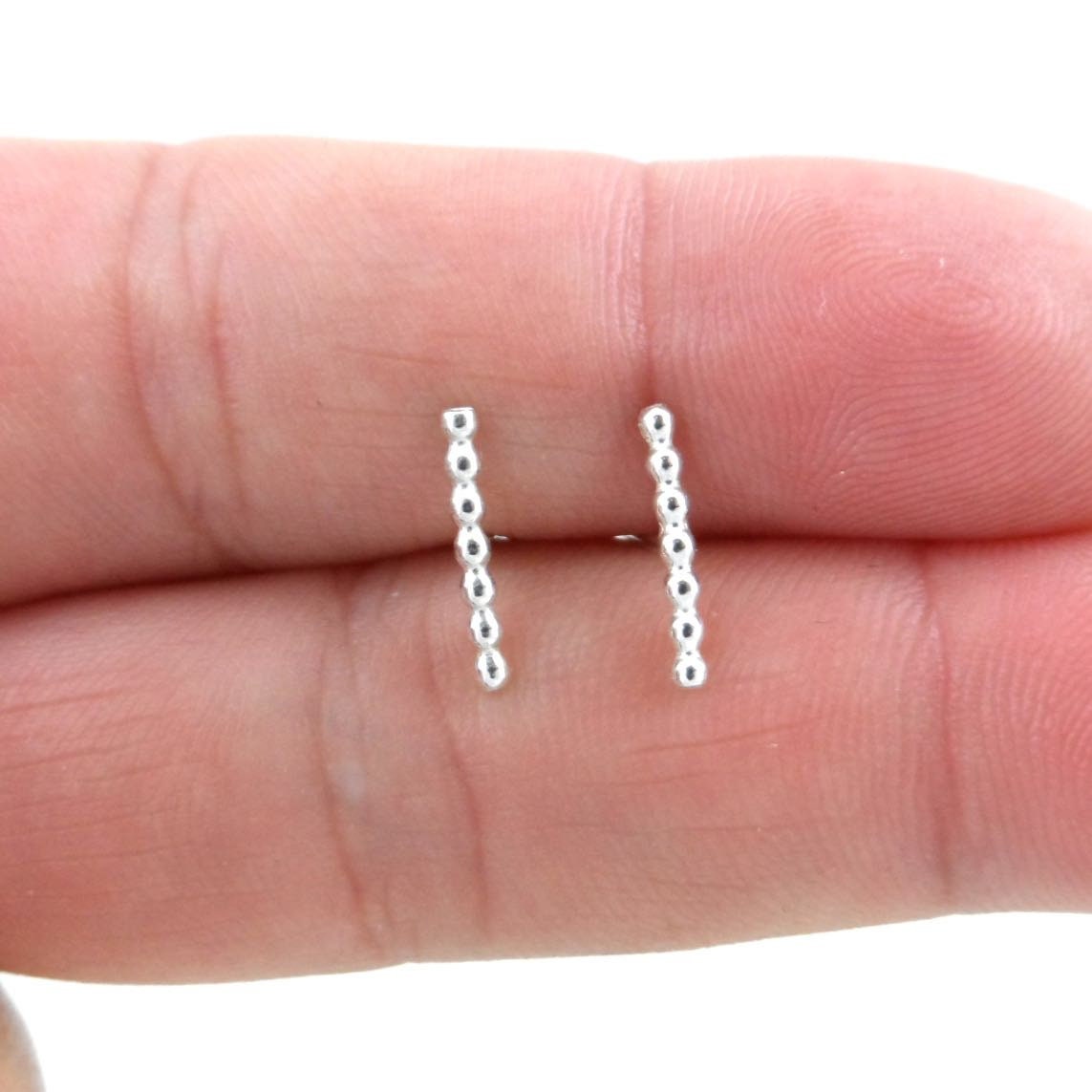 Bar Earrings in Sterling Silver-11mm