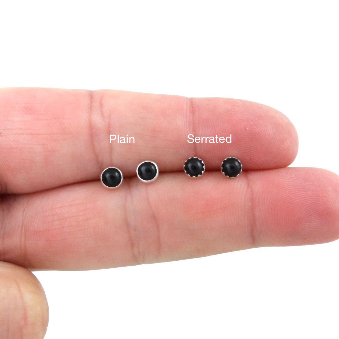 Black Onyx Studs in Sterling Silver-4mm