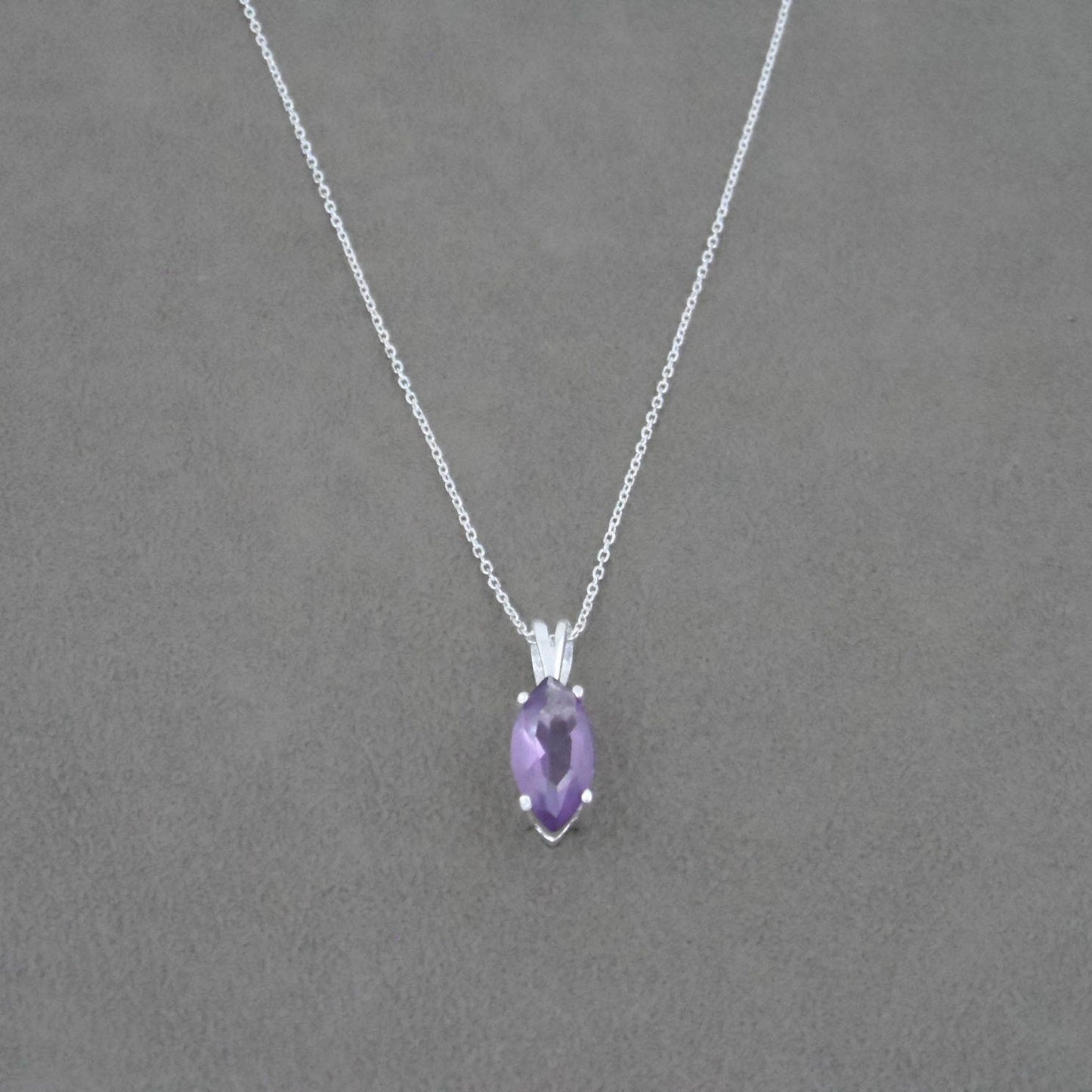 Amethyst Marquis Necklace in Sterling Silver