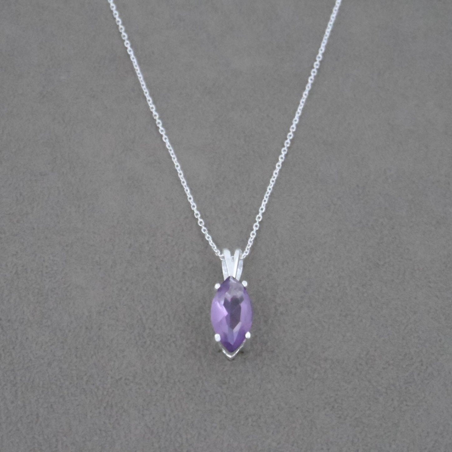 Amethyst Marquis Necklace in Sterling Silver