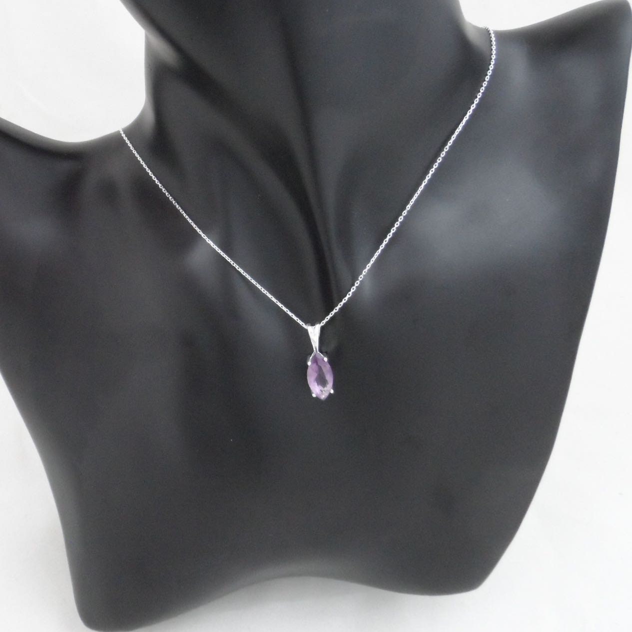 Amethyst Marquis Necklace in Sterling Silver