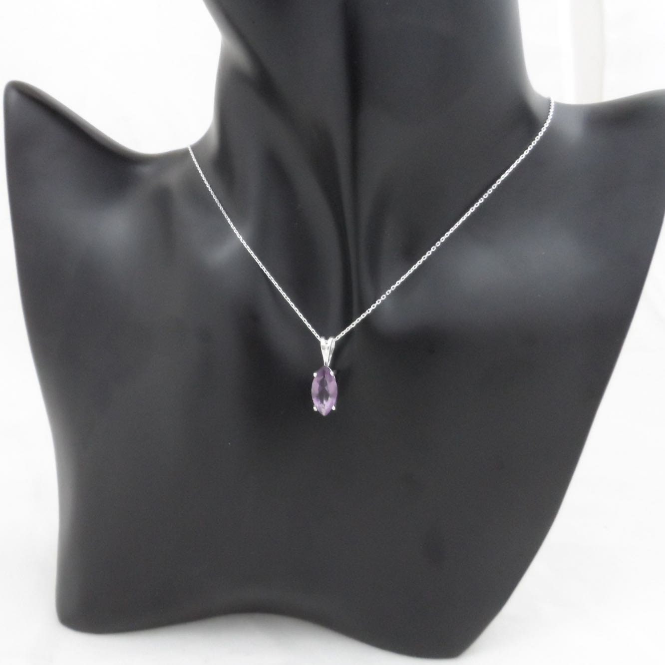 Amethyst Marquis Necklace in Sterling Silver