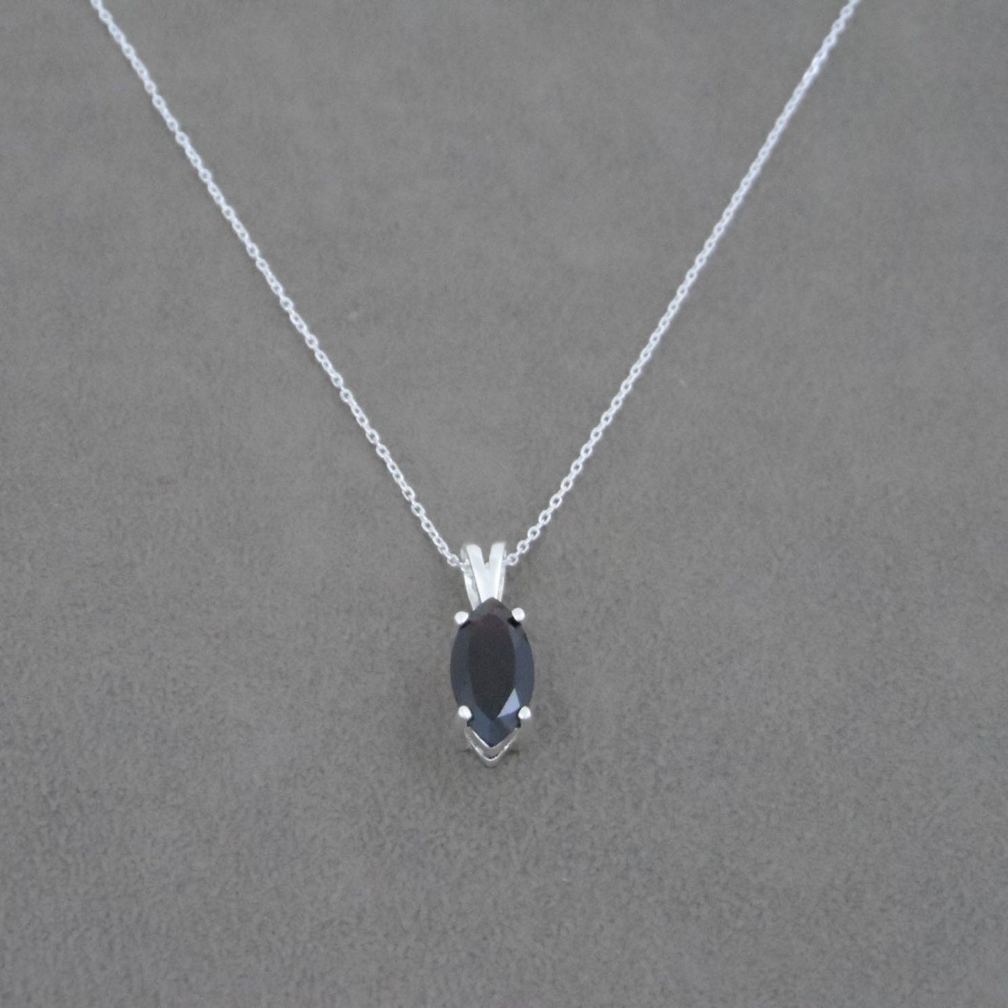 Garnet Marquis Necklace in Sterling Silver