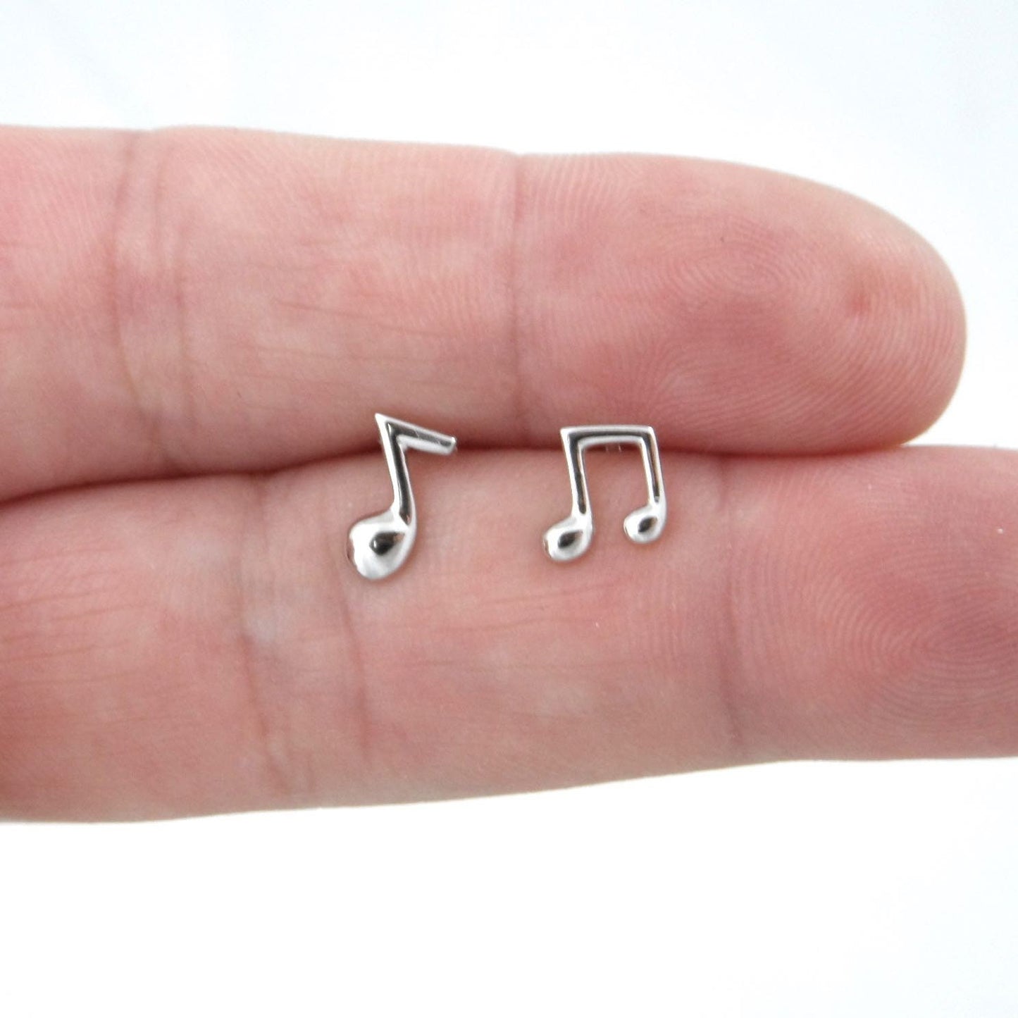 Music Note Earrings in Sterling Silver