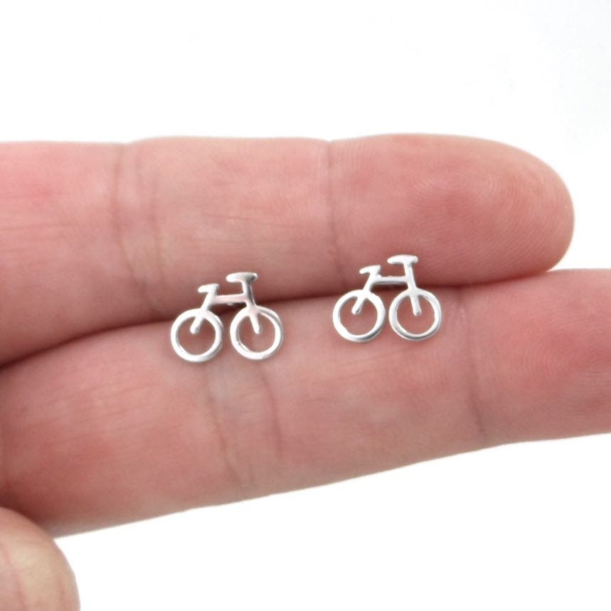 Bicycle Earrings in Sterling Silver