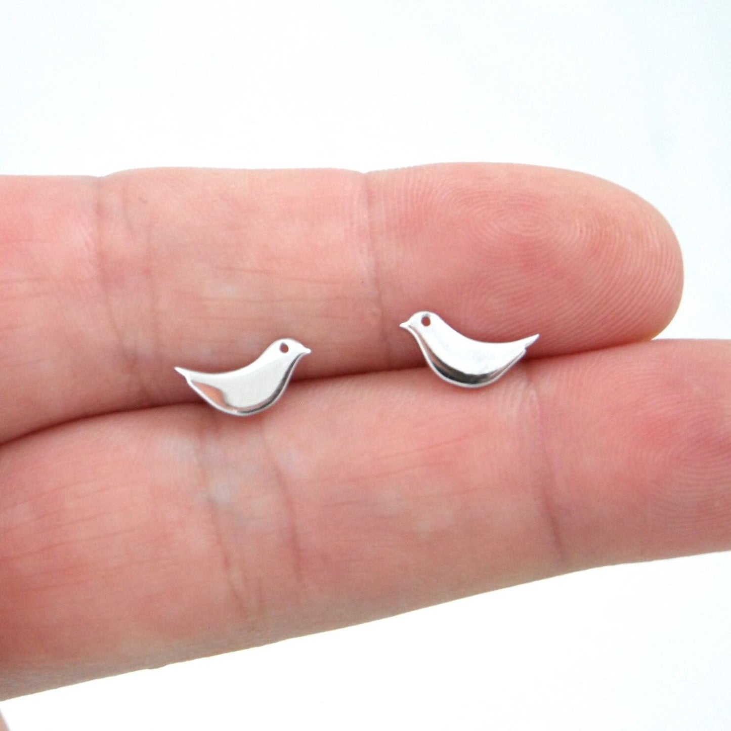 Nesting Bird Stud Earrings in Sterling Silver