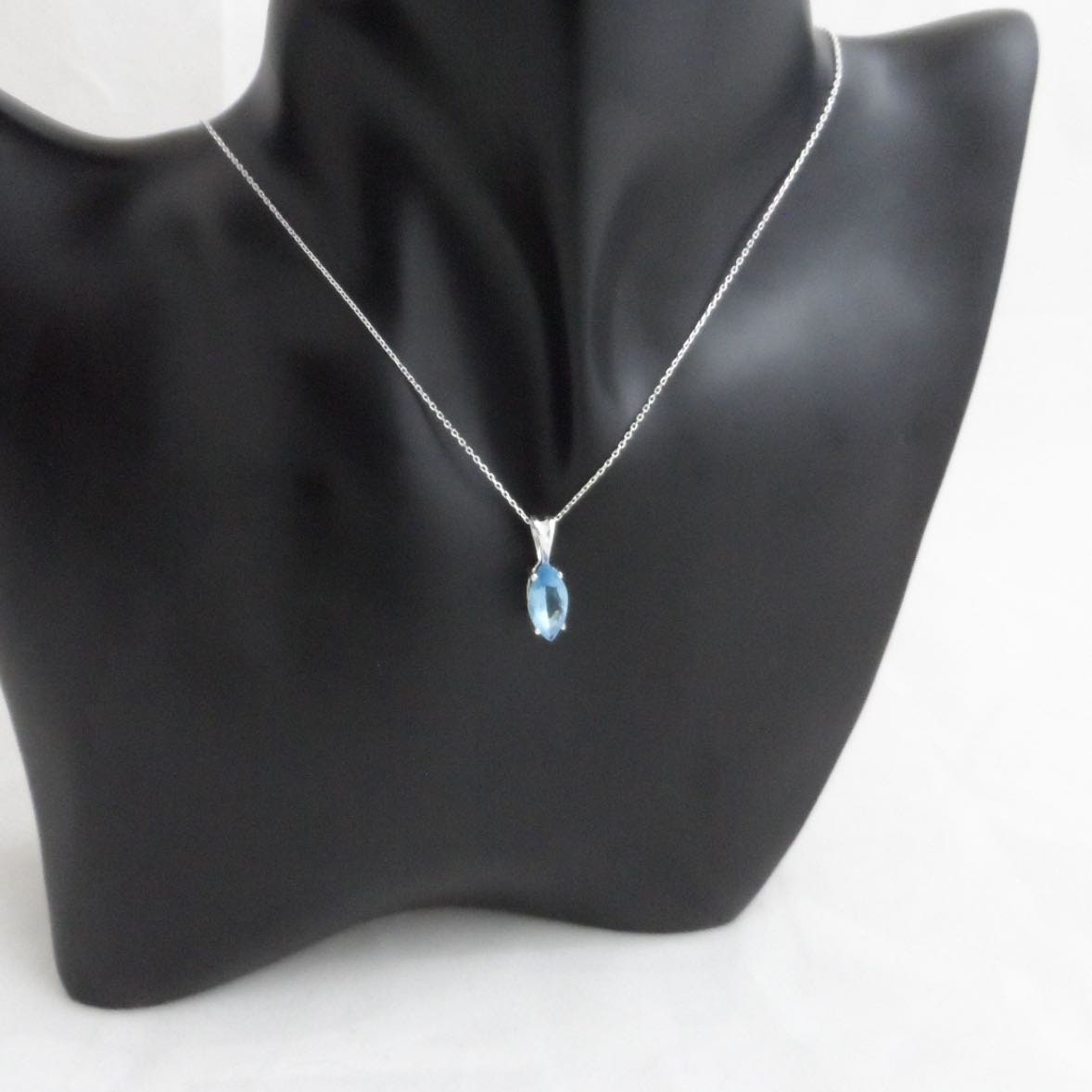 Aquamarine Marquis Necklace in Sterling Silver