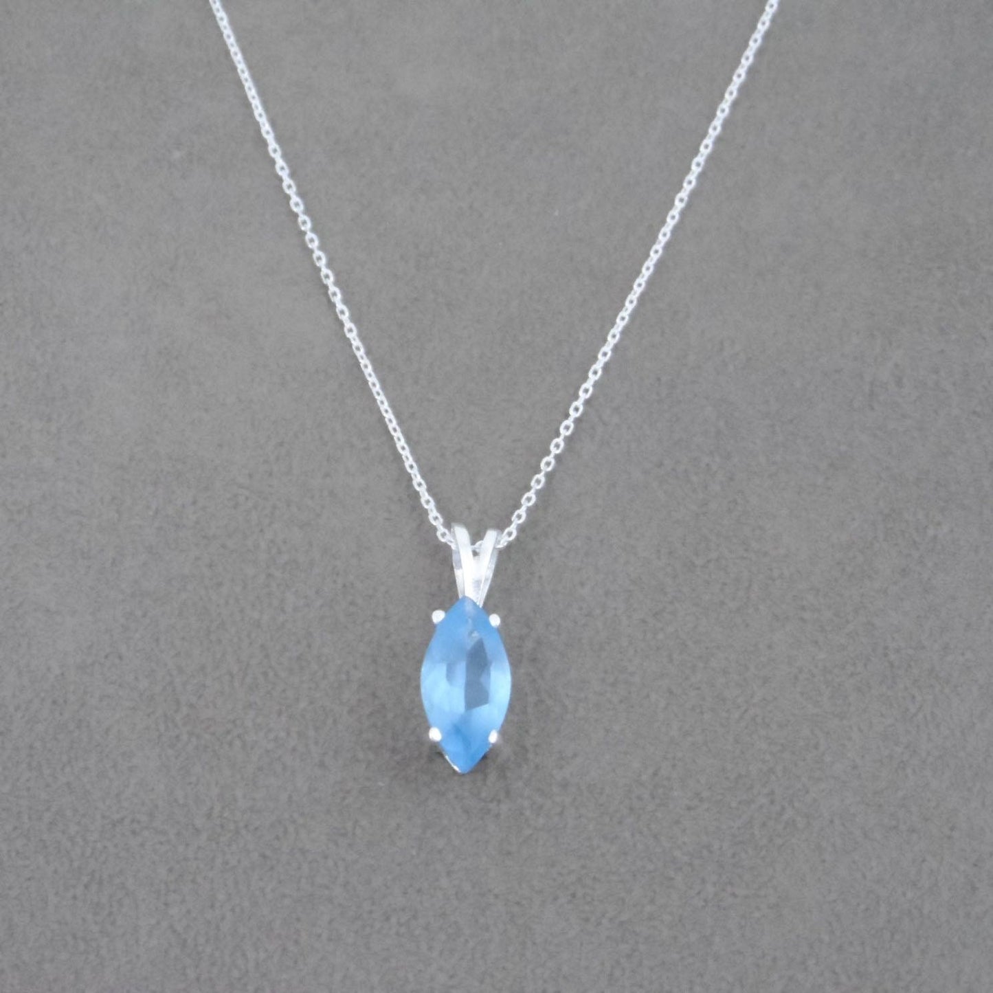 Aquamarine Marquis Necklace in Sterling Silver