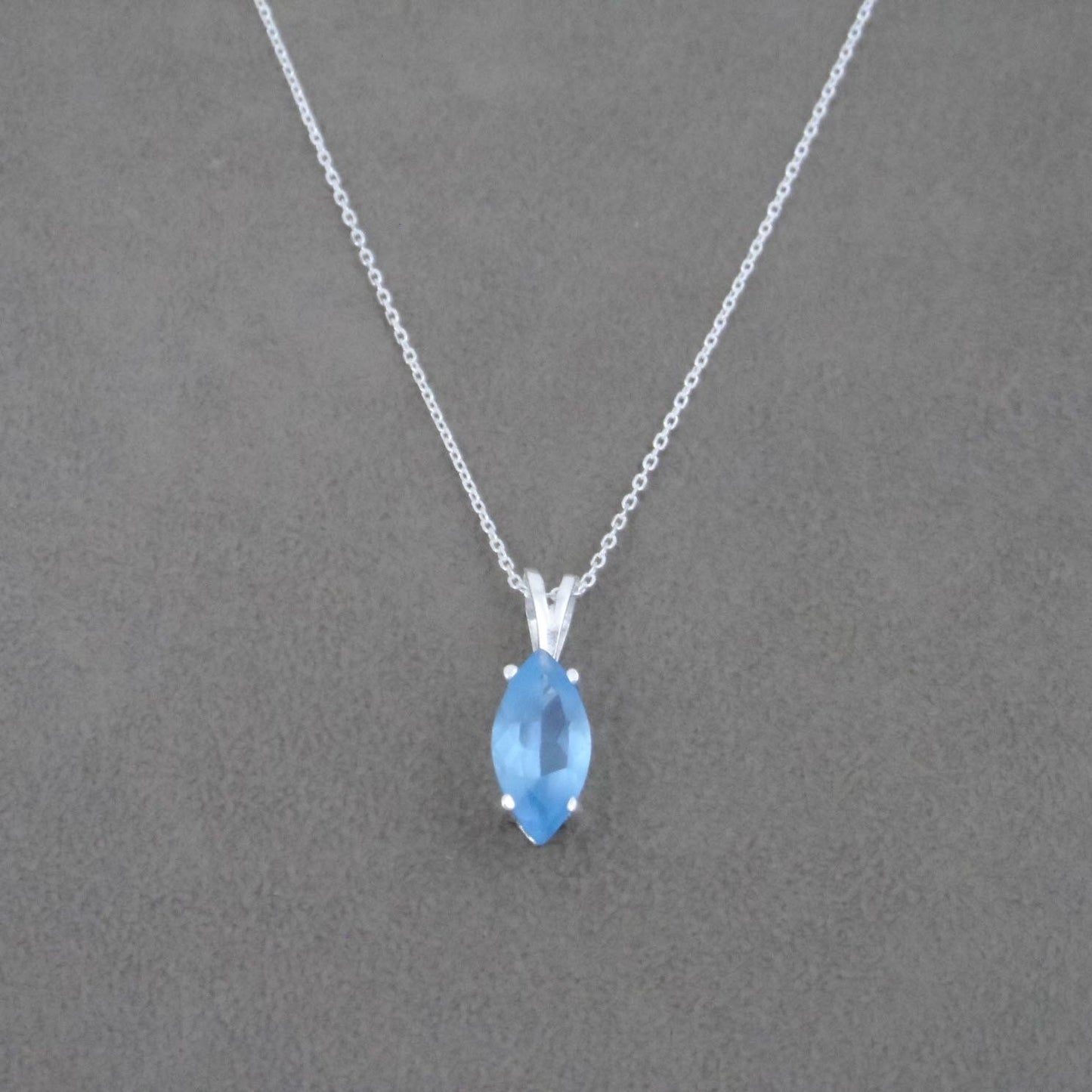 Aquamarine Marquis Necklace in Sterling Silver