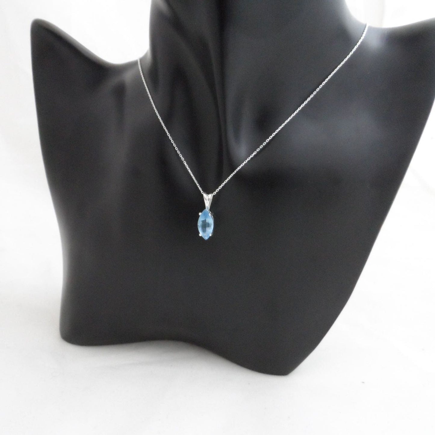 Aquamarine Marquis Necklace in Sterling Silver