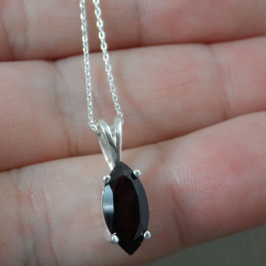 Garnet Marquis Necklace in Sterling Silver