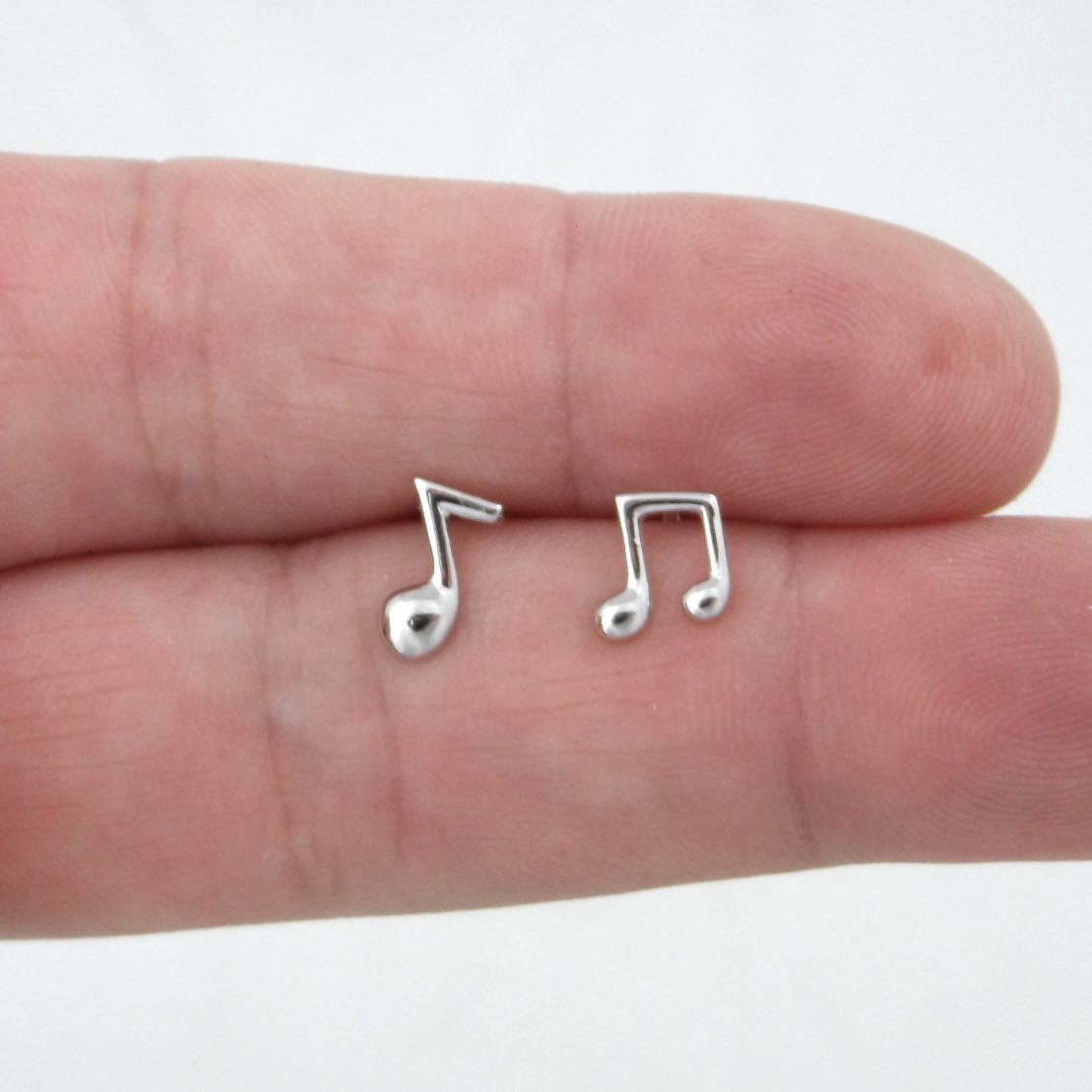 Music Note Earrings in Sterling Silver