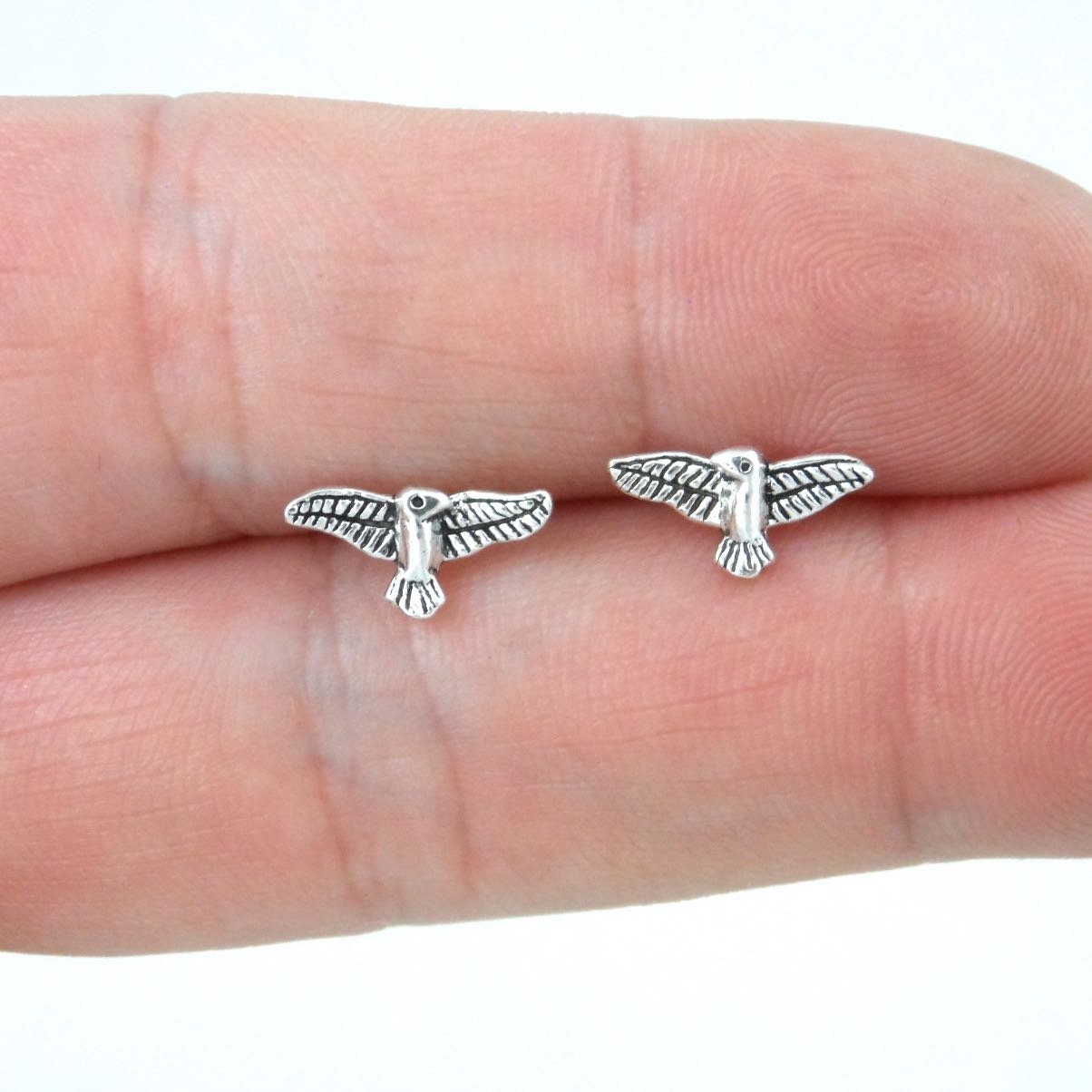 Thunderbird Earrings in Sterling Silver, Thunderbird Silver Studs, Bird Earrings, Boho Studs, Southwestern Earrings, Dainty Studs