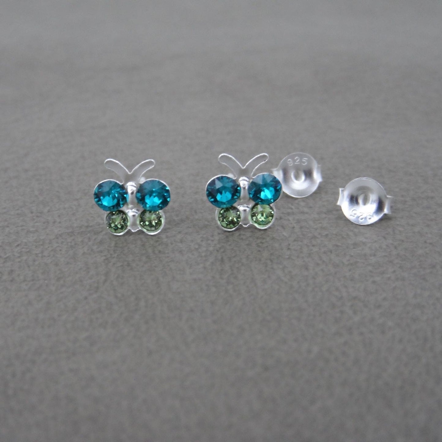 Tiny Butterfly Earrings In Sterling Silver, Butterfly Earrings, Butterfly Studs, Blue Butterfly,Tiny Studs, Kids Earrings, Dainty Earrings,