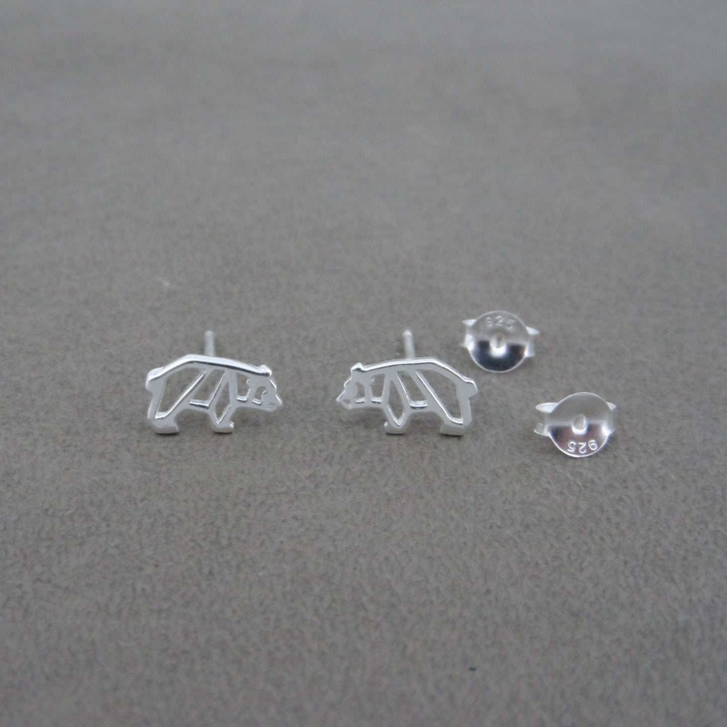 Tiny Bear Earrings in Sterling Silver, Bear Earrings, Origami Bear Earrings,Animal Stud Earrings, Kids Earrings, Animal Earrings,