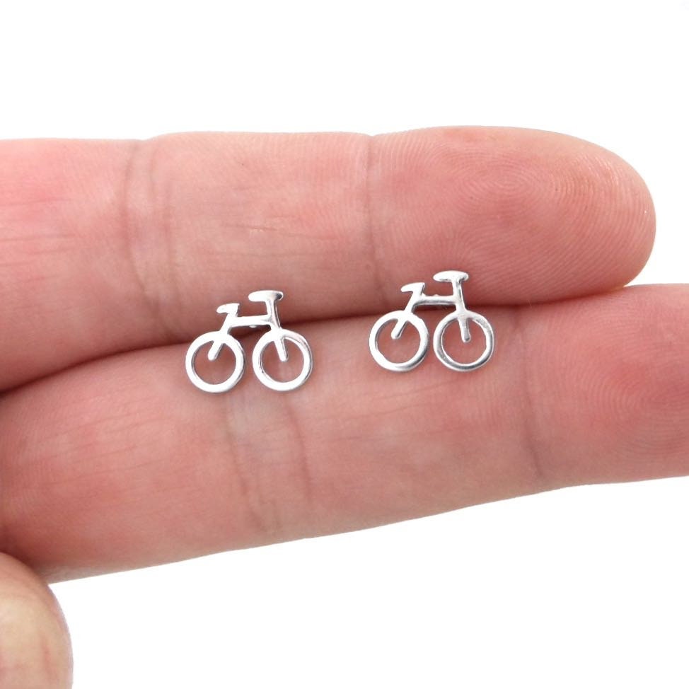 Bicycle Earrings in Sterling Silver