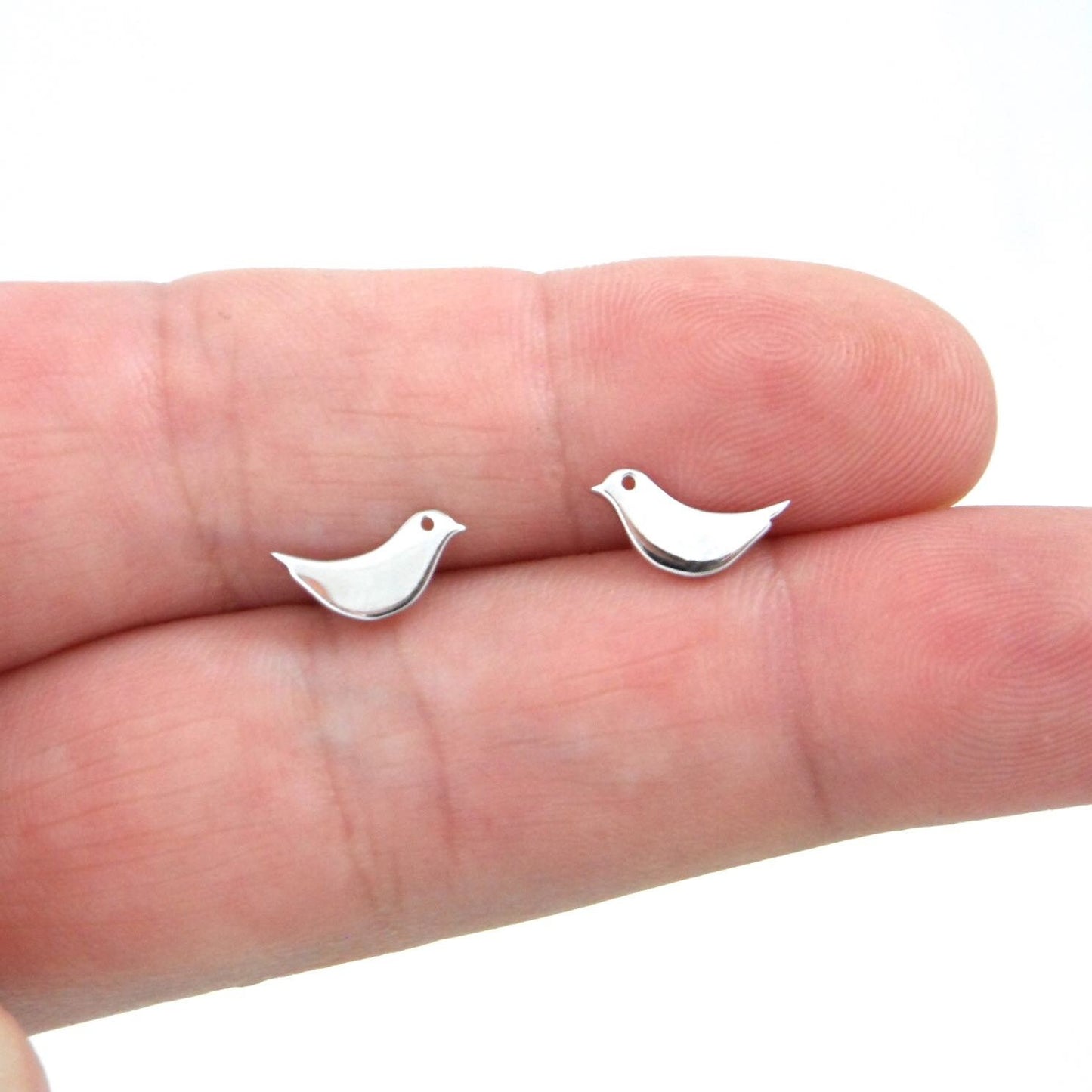 Nesting Bird Stud Earrings in Sterling Silver