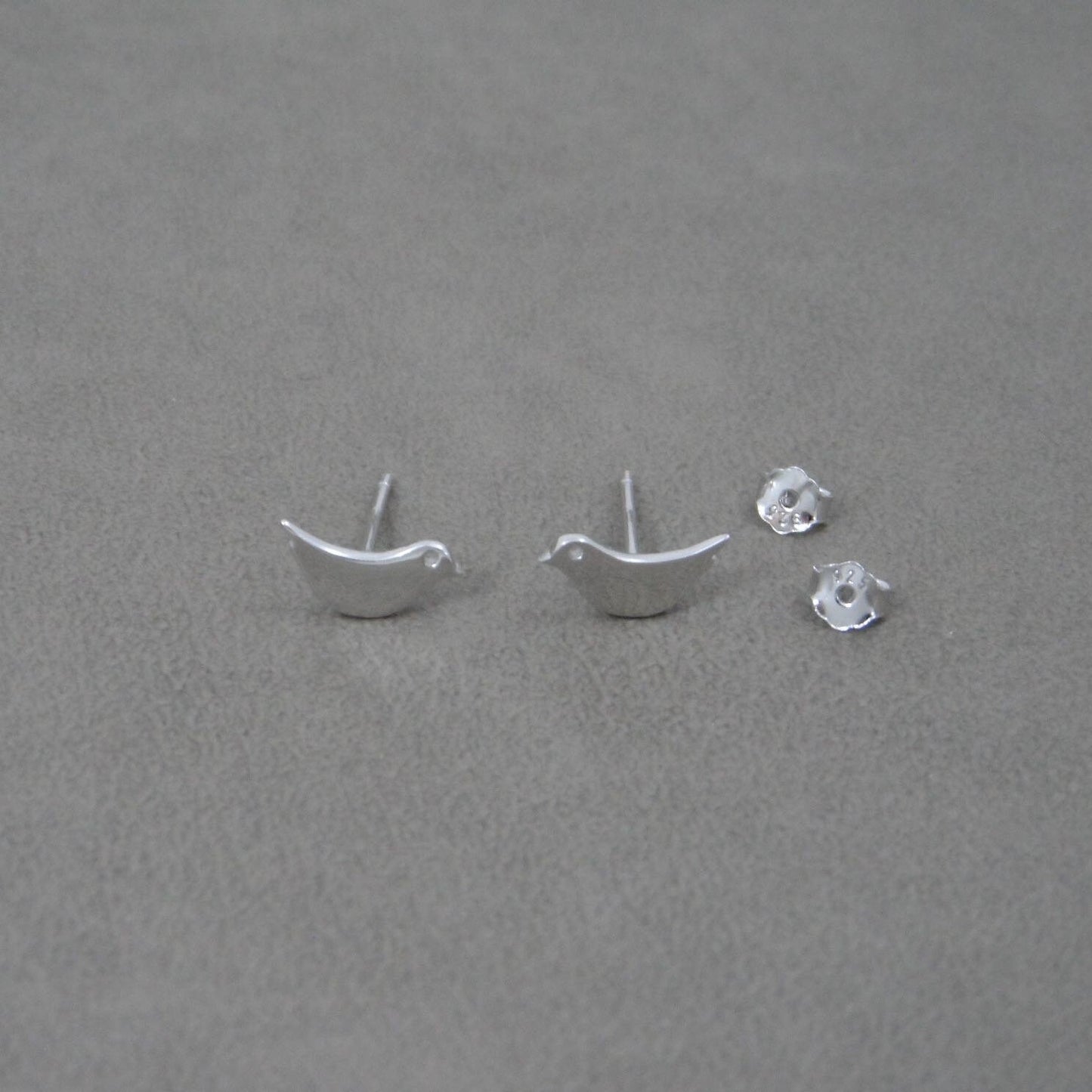 Nesting Bird Stud Earrings in Sterling Silver