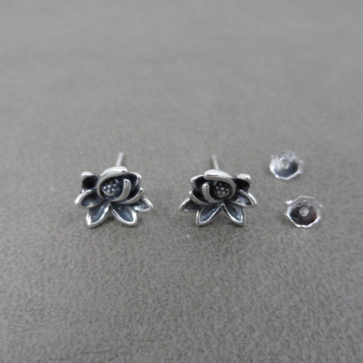 Lotus Flower Earrings in Sterling Silver