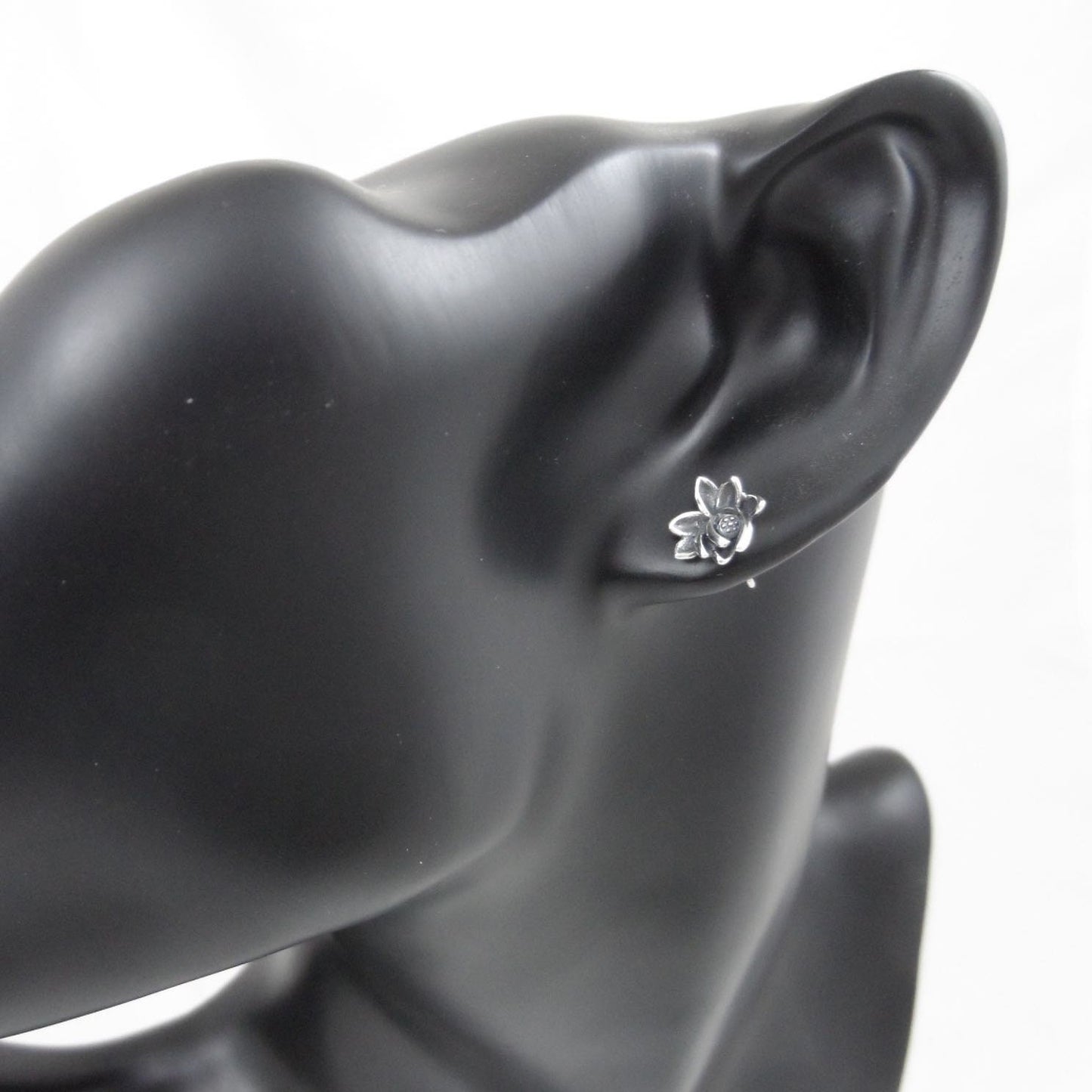 Lotus Flower Earrings in Sterling Silver