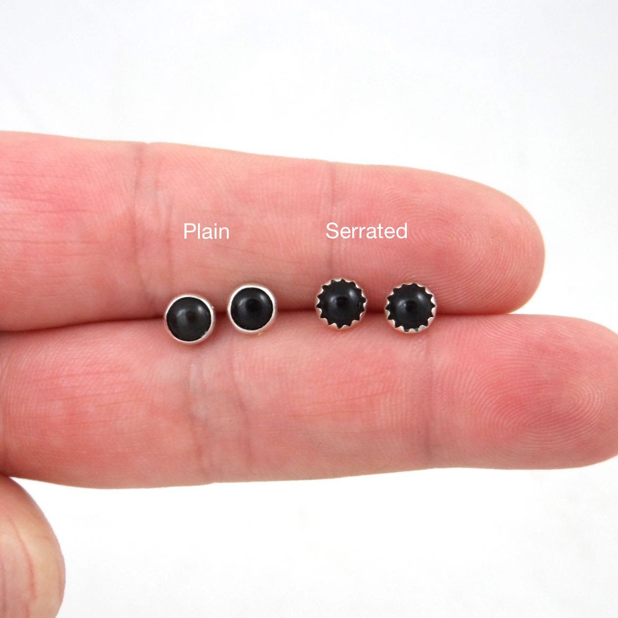 Black Onyx Studs in Sterling Silver-5mm