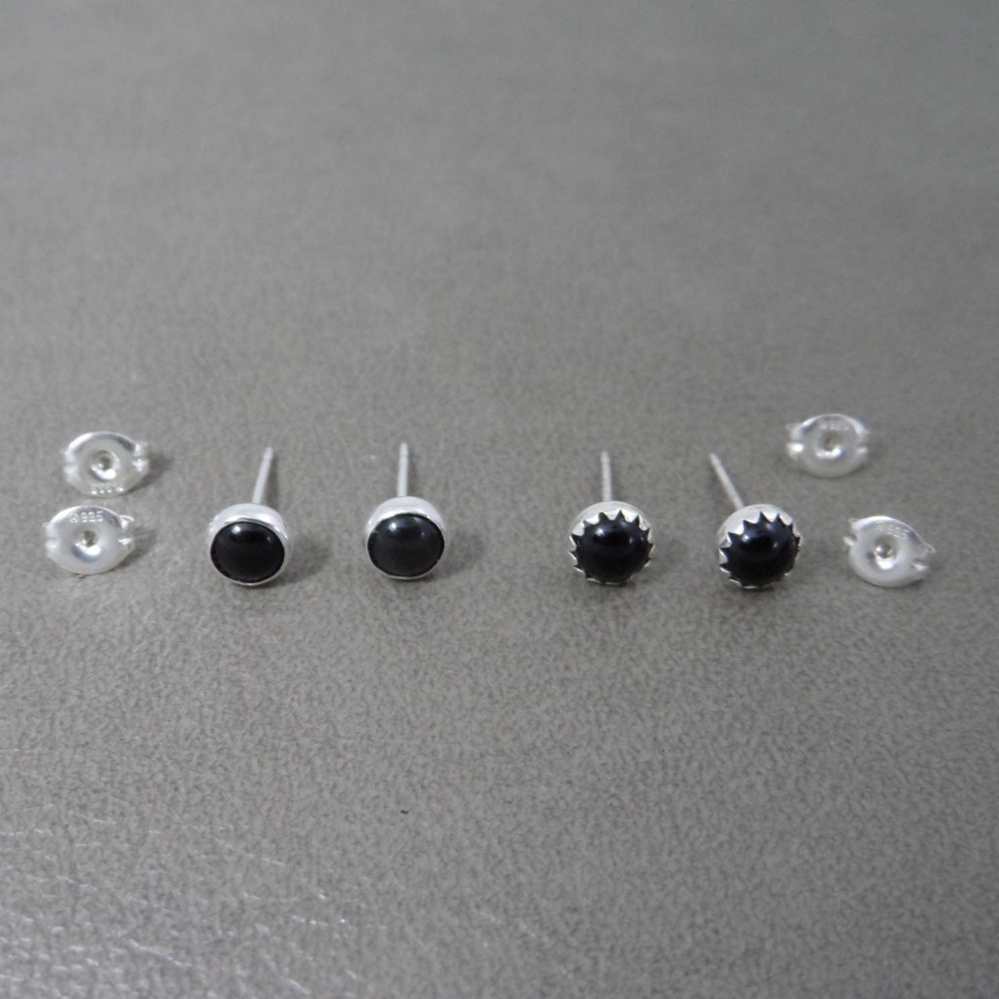 Black Onyx Studs in Sterling Silver-5mm