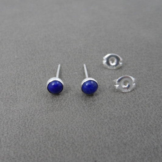 Lapis Earrings in Sterling Silver-4mm