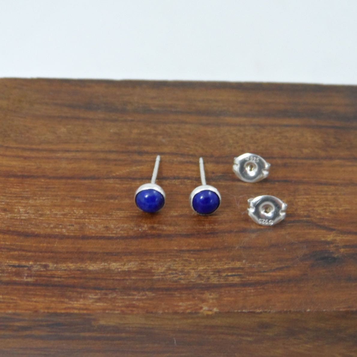 Lapis Earrings in Sterling Silver-4mm