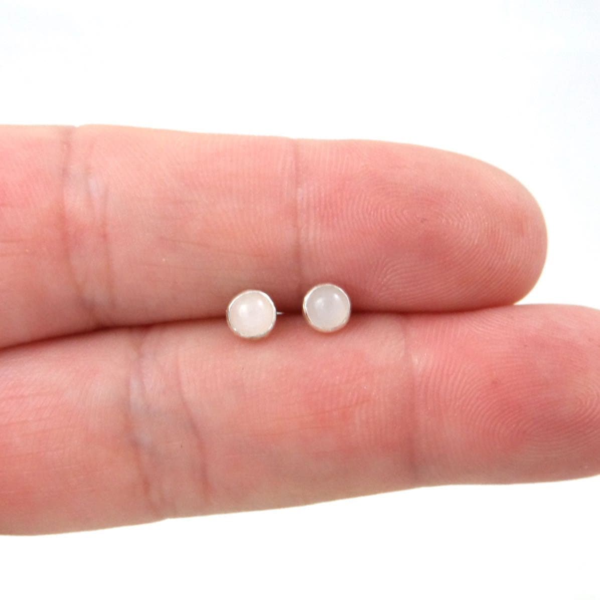 Rose Quartz Earrings-4mm