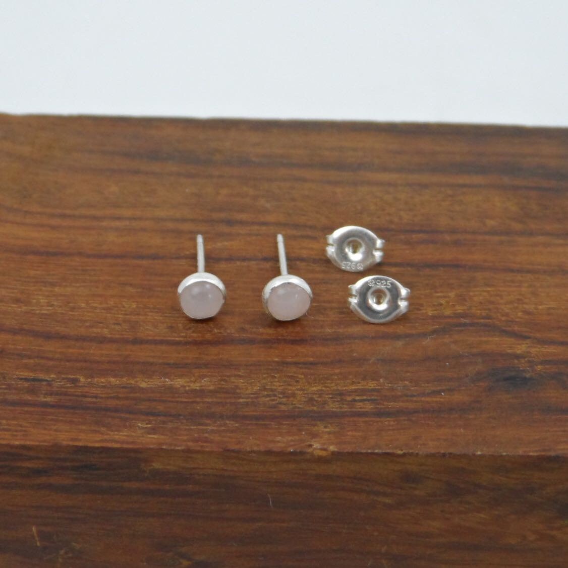 Rose Quartz Earrings-4mm