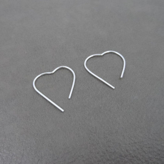 Heart Hoop Earrings in Sterling Silver